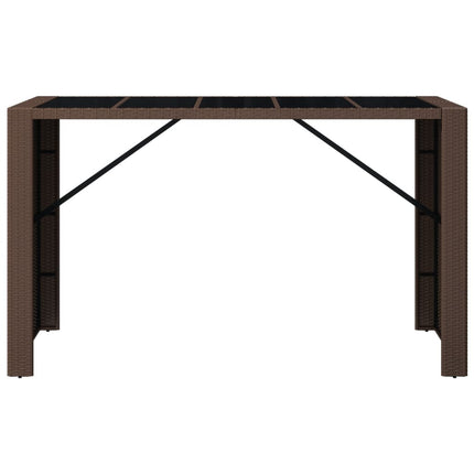 barbord med glasplade 185x80x110 cm polyrattan brun