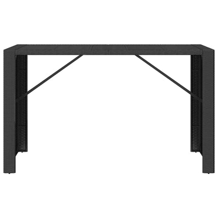 barbord med glasplade 185x80x110 cm polyrattan sort