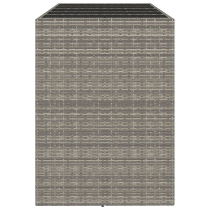 barbord med glasplade 185x80x110 cm polyrattan grå