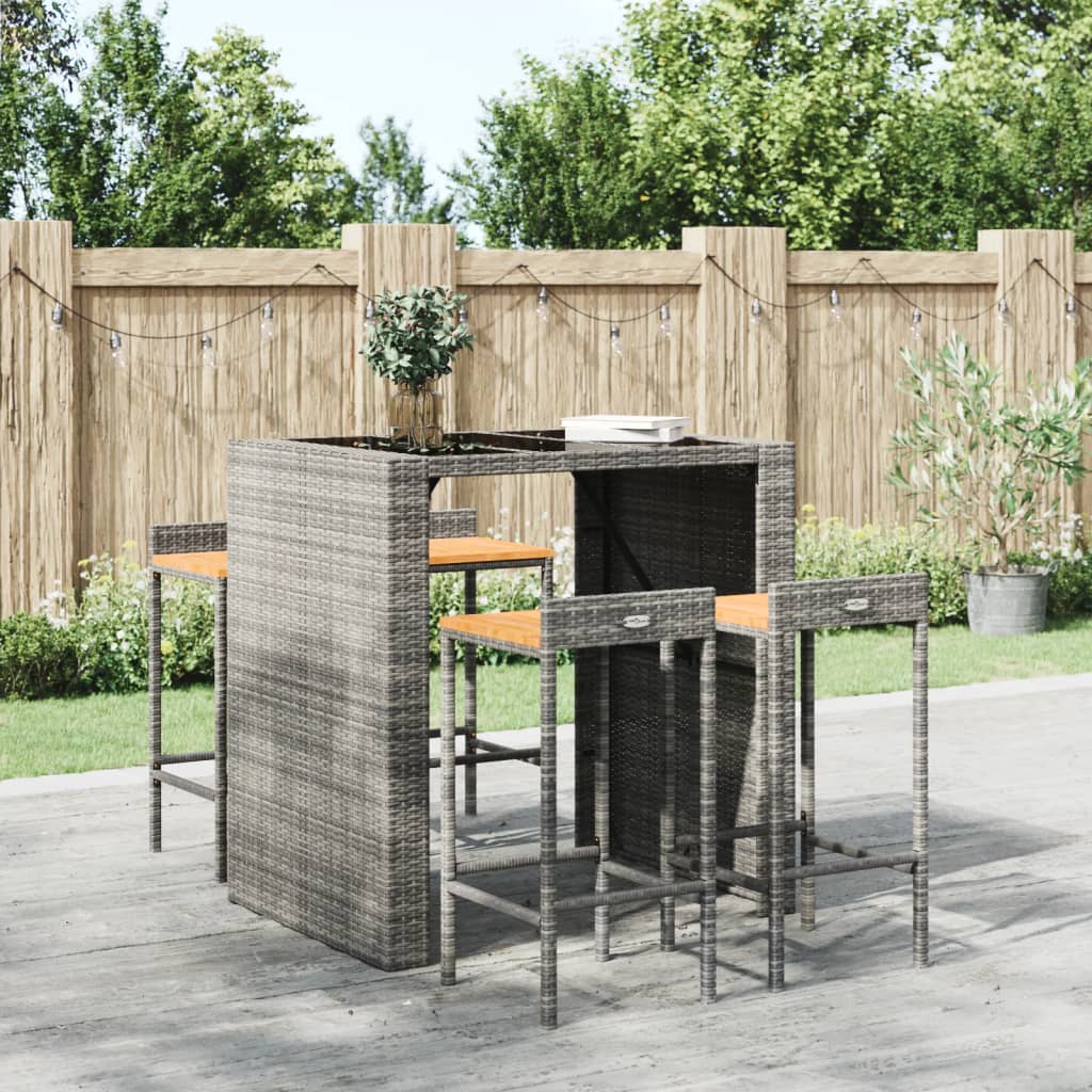 barstole 4 stk. polyrattan og massivt akacietr gr