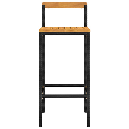 barstole 4 stk. polyrattan og massivt akacietræ sort