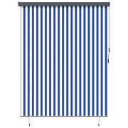Rullegardin Blå og Hvid 200 x 250 cm Stof og Aluminium