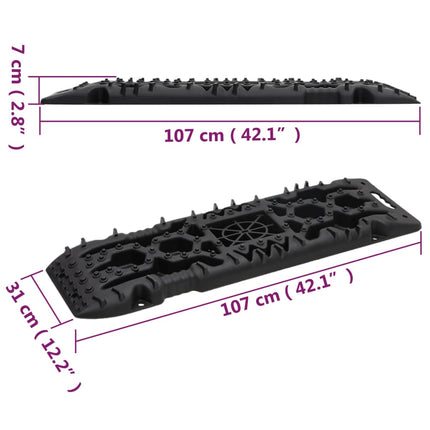 frikørselsplader 2 stk. 107x31x7 cm nylon sort