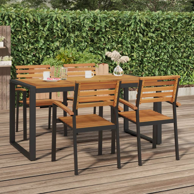 havebord med U-formede ben 160x80x75 cm massivt akacietræ