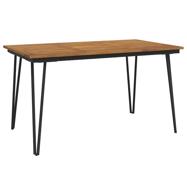 havebord med hairpin-bordben 140x80x75 cm massivt akacietræ