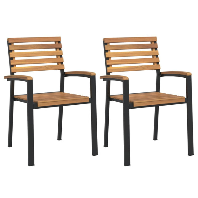 havestole 2 stk. stabelbare massivt akacietræ og metal