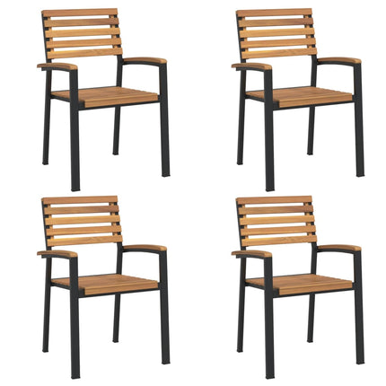 havestole 4 stk. stabelbare massivt akacietræ og metal
