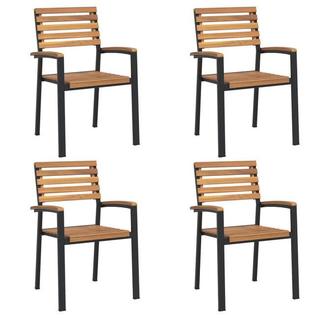 havestole 4 stk. stabelbare massivt akacietræ og metal