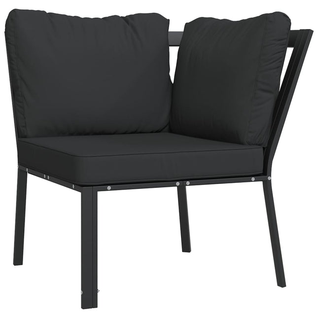 havestol med grå hynder 76x76x79 cm stål