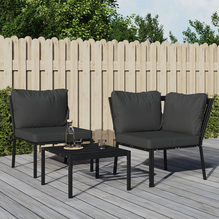 havestol med grå hynder 76x76x79 cm stål
