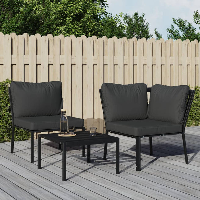 havestol med grå hynder 76x76x79 cm stål