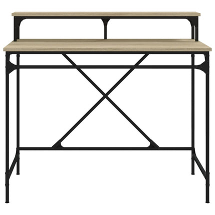 skrivebord 100x50x90 cm konstrueret træ og jern sonoma-eg
