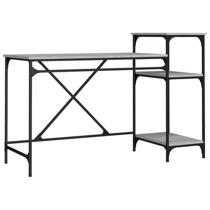 skrivebord 135x50x90 cm konstrueret træ og jern grå sonoma-eg