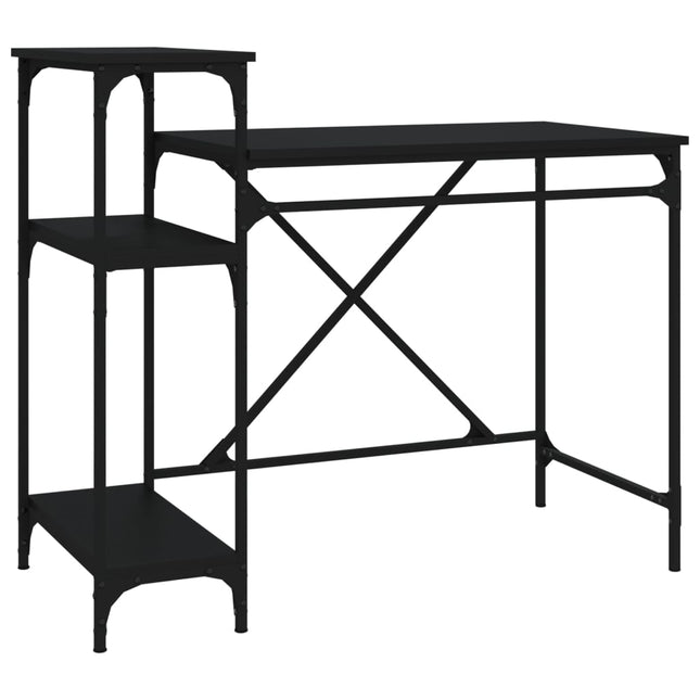 skrivebord m. hylder 105x50x90 cm konstrueret træ og jern sort