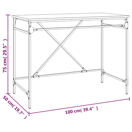 skrivebord 100x50x75 cm konstrueret træ og jern sort
