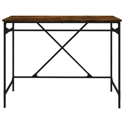 skrivebord 100x50x75 cm konstrueret træ og jern røget eg