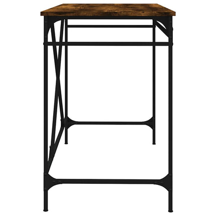 skrivebord 100x50x75 cm konstrueret træ og jern røget eg