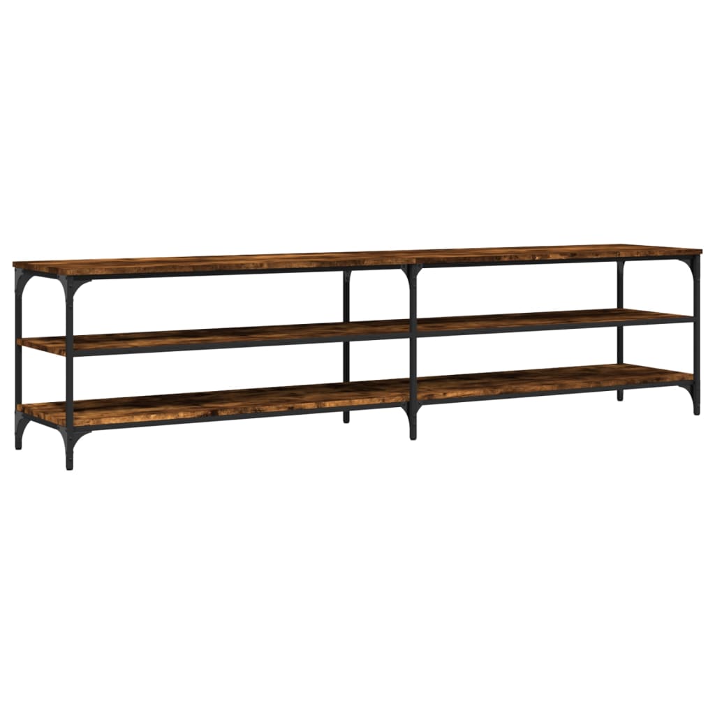 tv-bord 200x30x50 cm konstrueret træ metal røget egetræsfarve