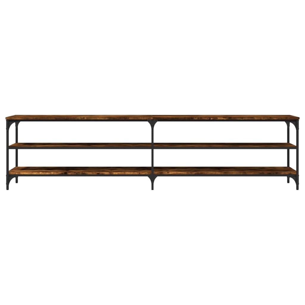 tv-bord 200x30x50 cm konstrueret træ metal røget egetræsfarve