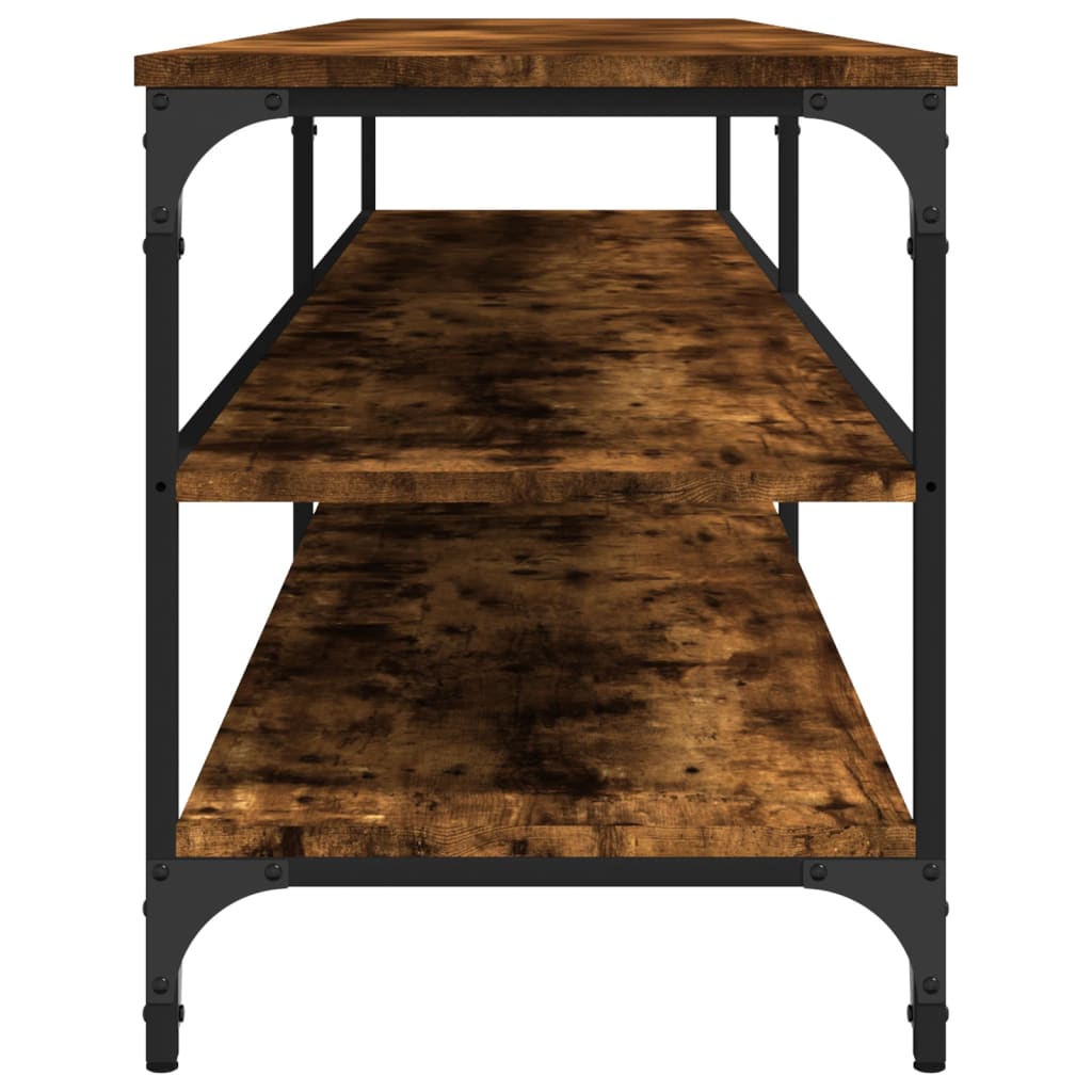 tv-bord 200x30x50 cm konstrueret træ metal røget egetræsfarve