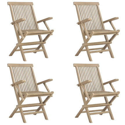 Klapstole 4 stk. grå 56x61x89 cm massivt træ teak