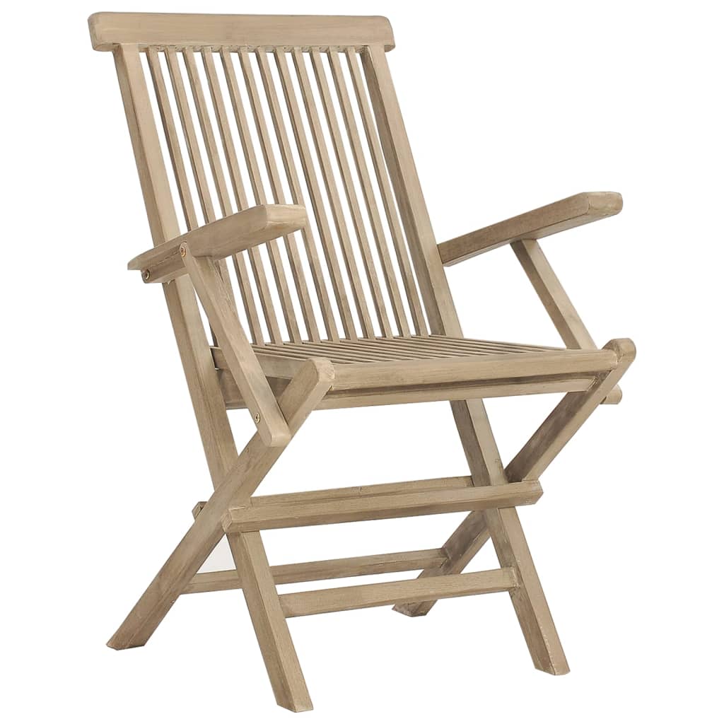 havestole 4 stk. 56x61x89 cm foldbare massivt teaktræ grå