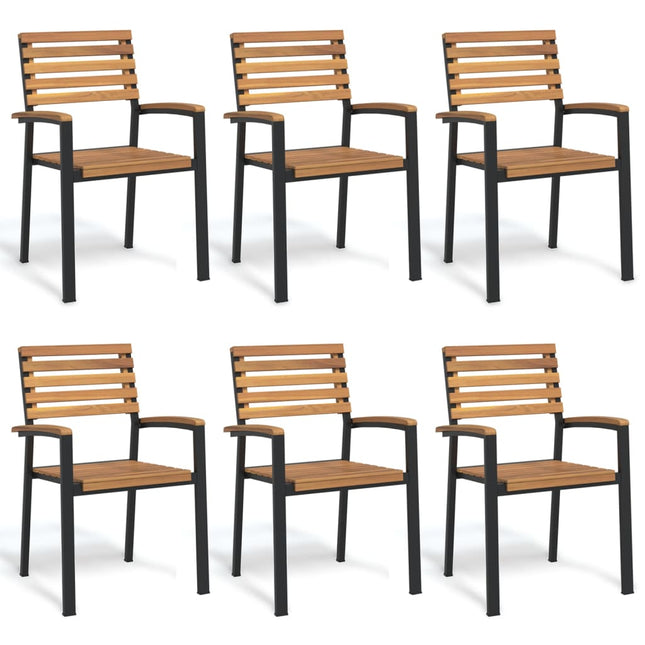 havestole 6 stk. stabelbare massivt akacietræ og metal