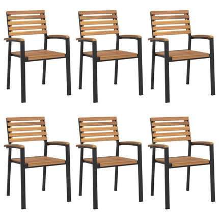 havestole 6 stk. stabelbare massivt akacietræ og metal