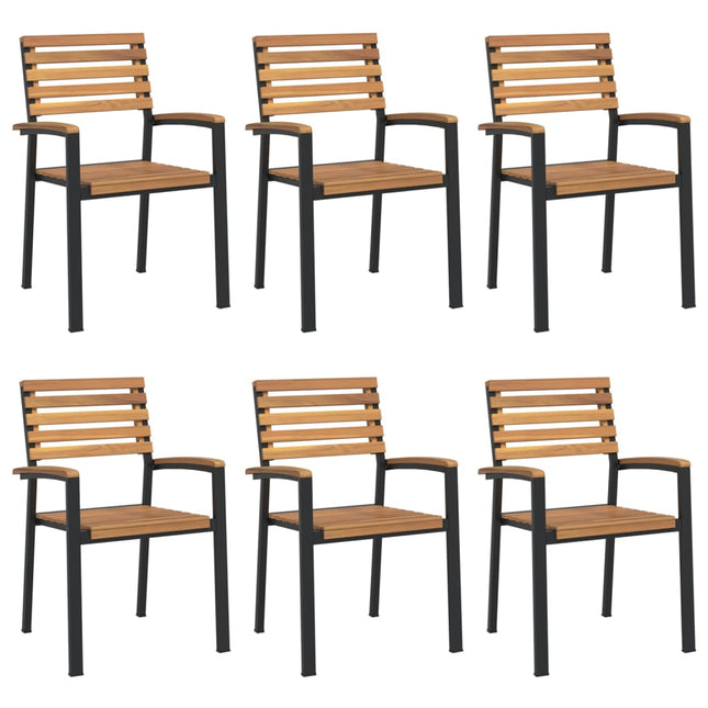 havestole 6 stk. stabelbare massivt akacietræ og metal