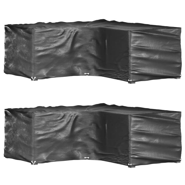 L-formede havemøbelovertræk 2 stk. 215x215x70 cm 16 øjer
