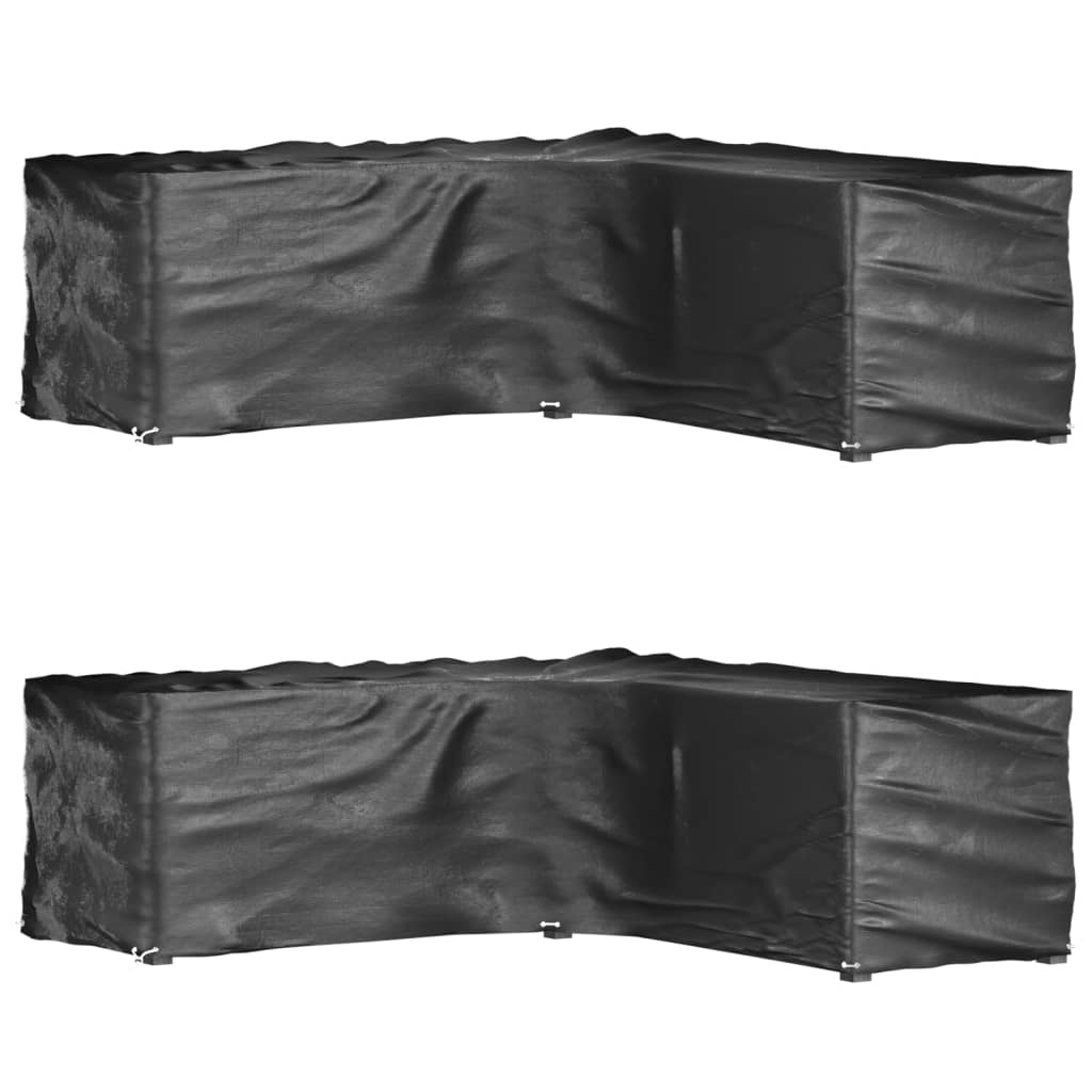 L-formede havemøbelovertræk 2 stk. 285x285x90 cm 16 øjer