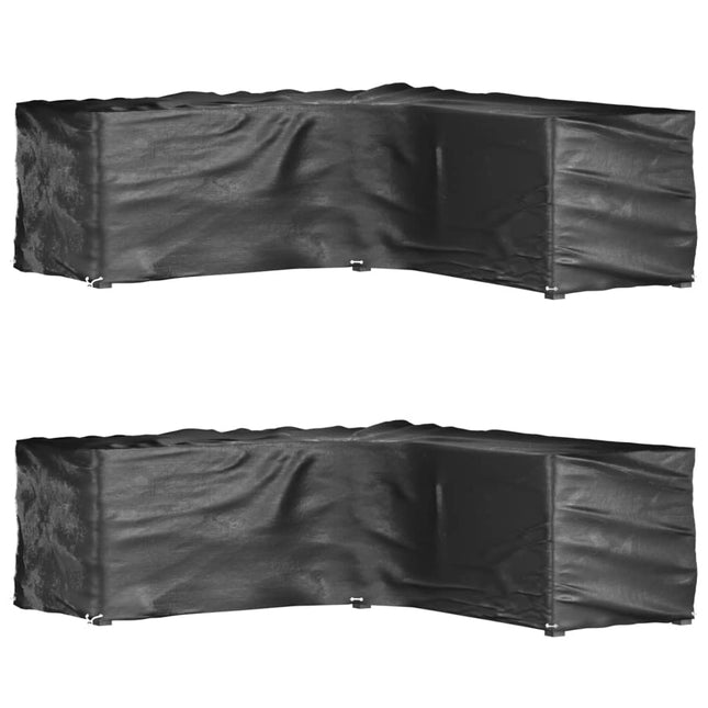 L-formede havemøbelovertræk 2 stk. 285x285x90 cm 16 øjer