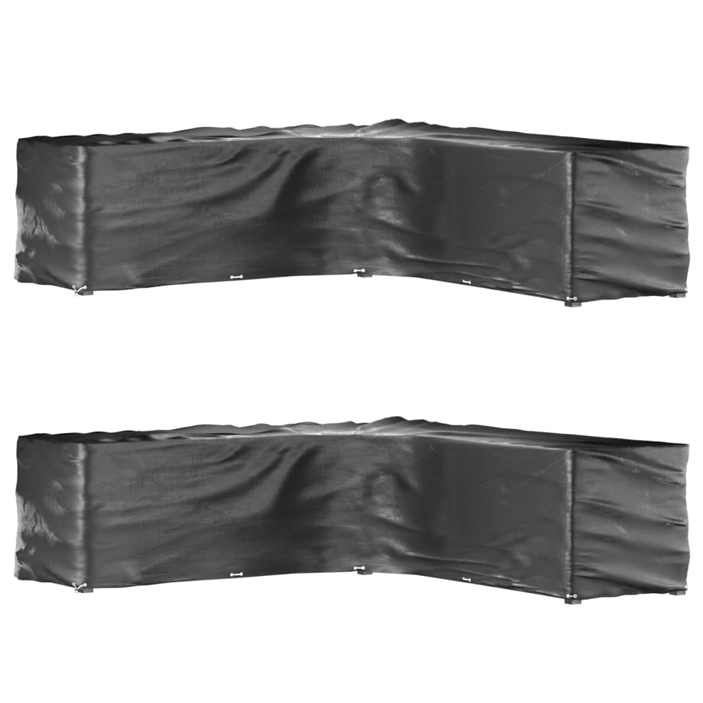 L-formede havemøbelovertræk 2 stk. 300x300x90 cm 20 øjer