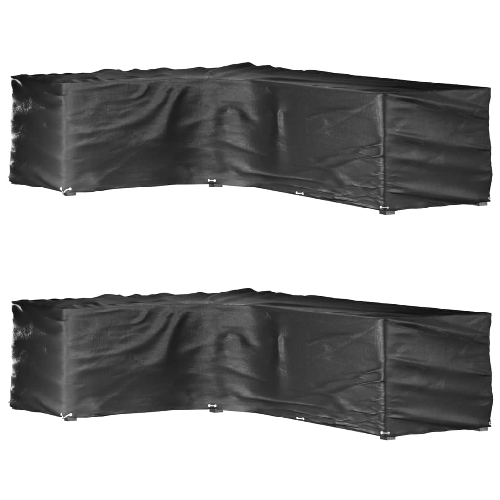 L-formede havemøbelovertræk 2 stk. 220x285x80 cm 18 øjer