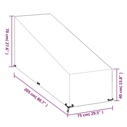 overtræk til liggestole 2 stk. 205x75x40/70 cm polyethylen