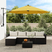 væghængt parasol med LED-lys 290 cm gul