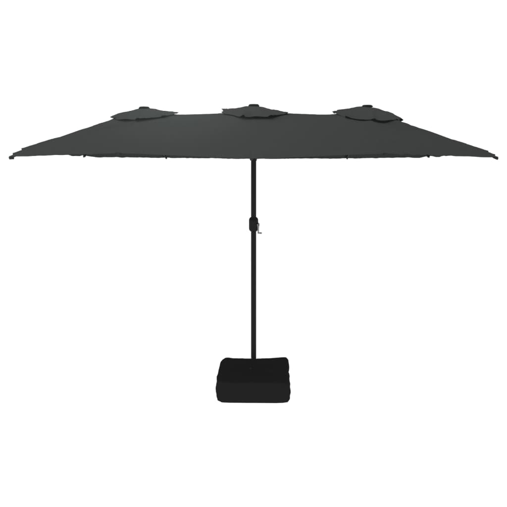 parasol m. dobbelt parasoldug 449x265 cm antracitgrå