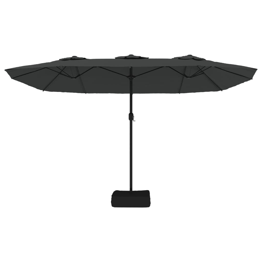 parasol m. dobbelt parasoldug 449x265 cm antracitgrå