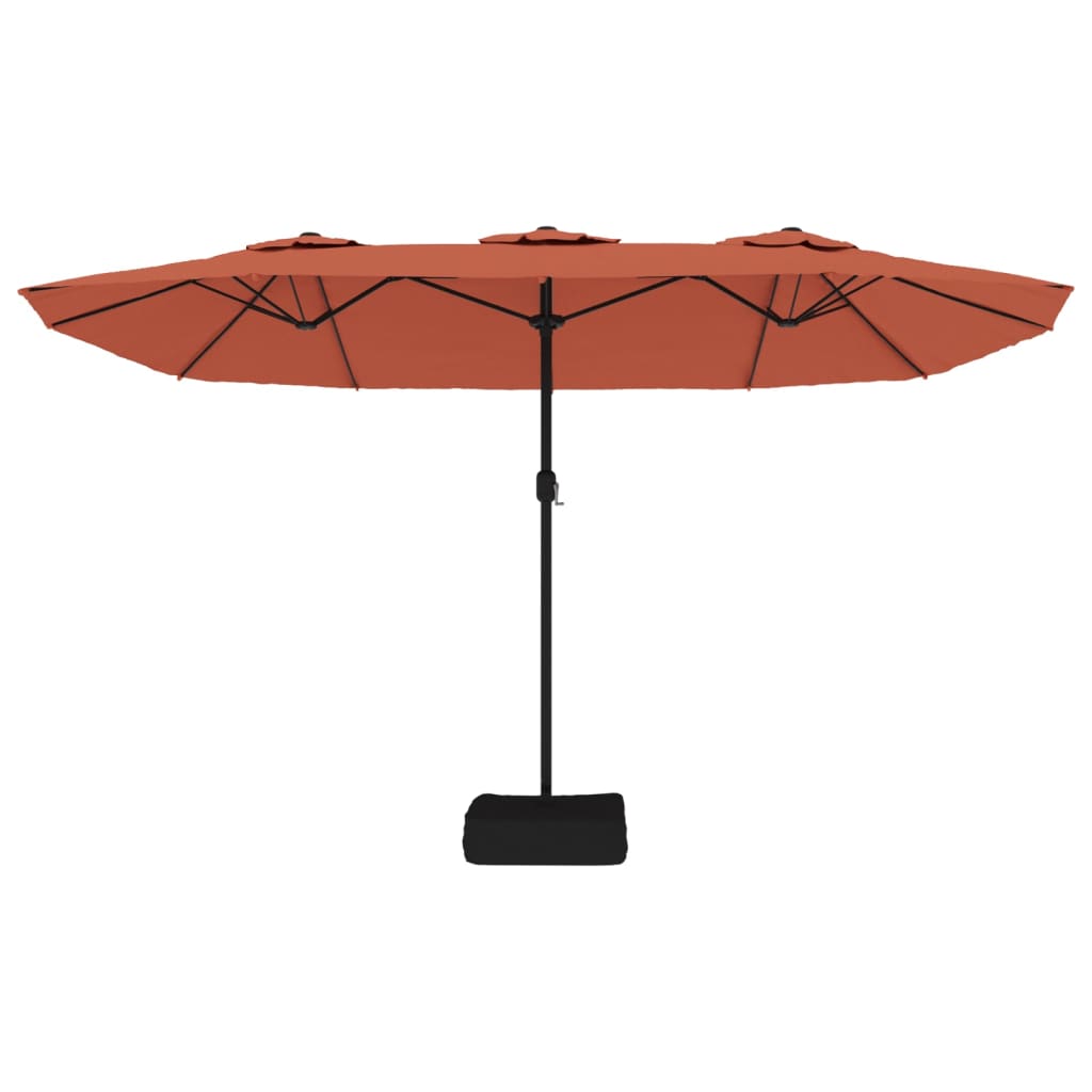 parasol m. dobbelt parasoldug 449x265 cm terrakotta
