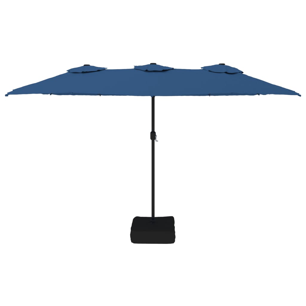parasol m. dobbelt parasoldug 449x265 cm azurblå