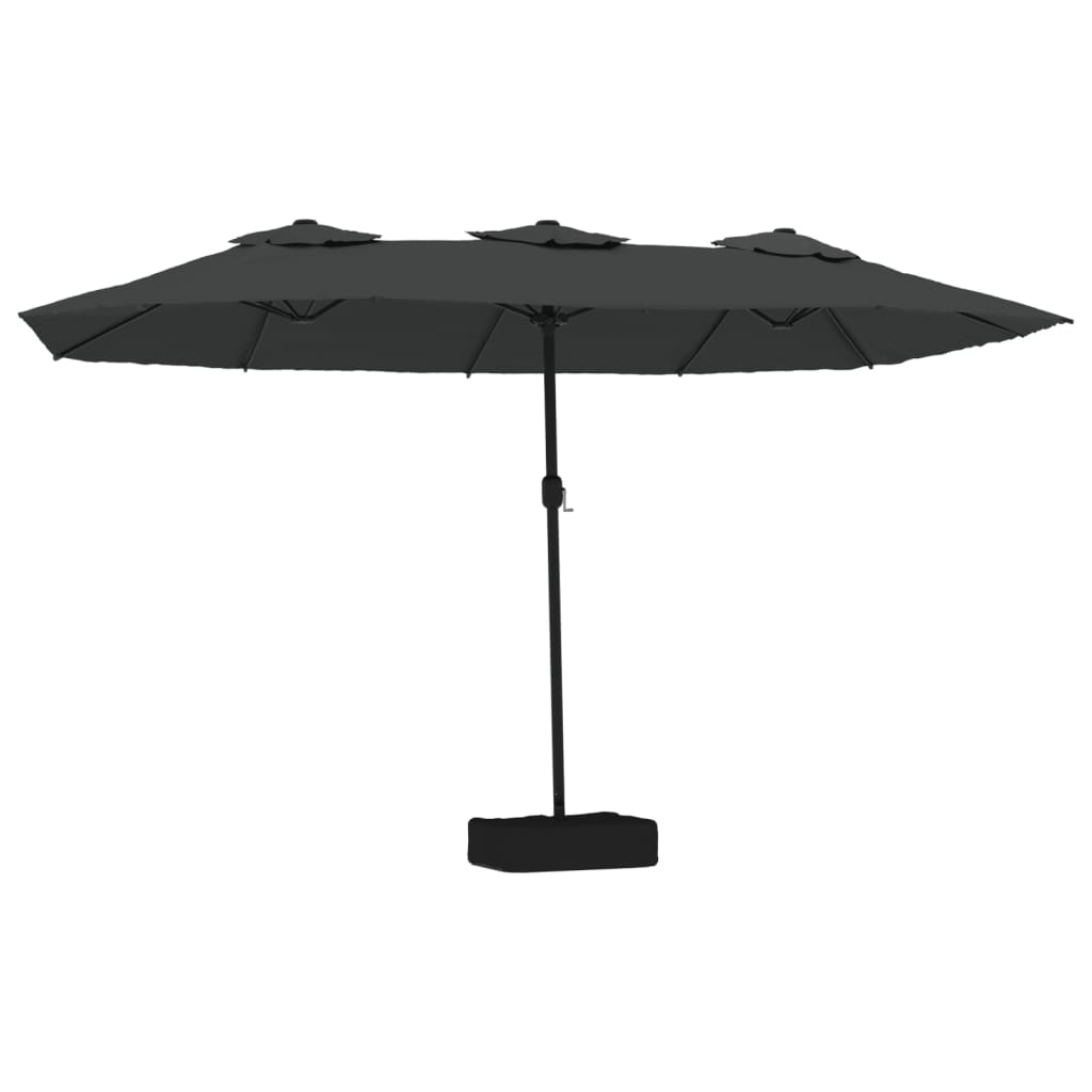 parasol m. dobbelt parasoldug og LED-lys 449x265 cm antracitgrå