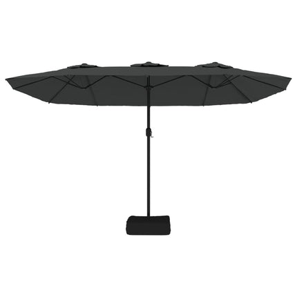 parasol m. dobbelt parasoldug og LED-lys 449x265 cm antracitgrå