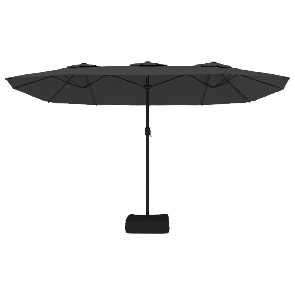 parasol m. dobbelt parasoldug og LED-lys 449x265 cm antracitgrå