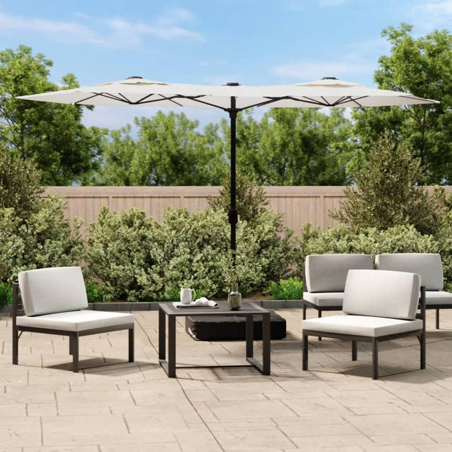 parasol m. dobbelt parasoldug 316x145 cm sandhvid