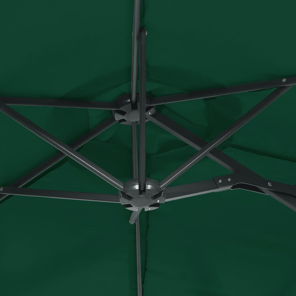 parasol m. dobbelt parasoldug 316x145 cm grøn