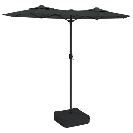 parasol m. dobbelt parasoldug 316x145 cm antracitgrå