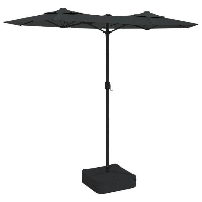 parasol m. dobbelt parasoldug 316x145 cm antracitgrå