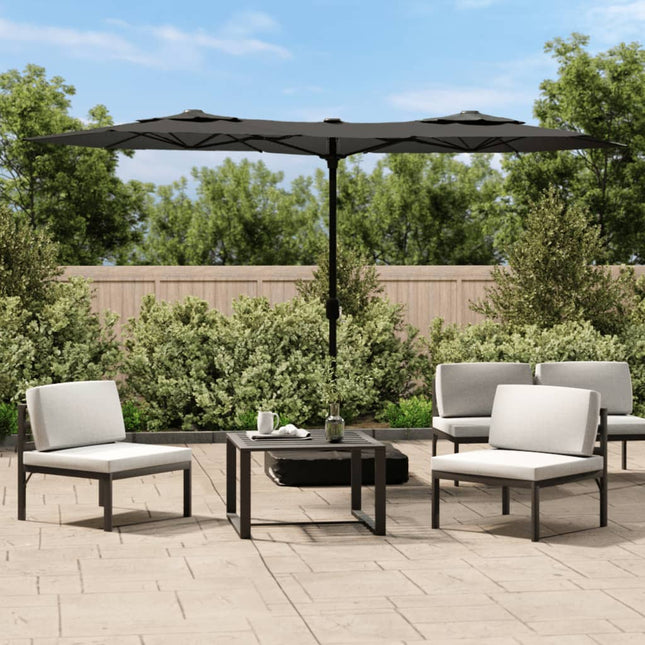 parasol m. dobbelt parasoldug 316x145 cm antracitgrå