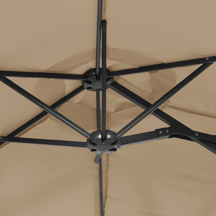 parasol m. dobbelt parasoldug 316x145 cm gråbrun