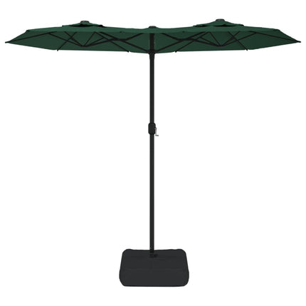 parasol med dobbelt parasoldug og LED-lys 316x145 cm grøn